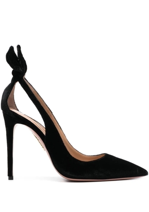 Aquazzura Bow Tie 105mm velvet pumps - Black