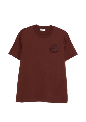 SANDRO flower-appliqué T-shirt - Brown