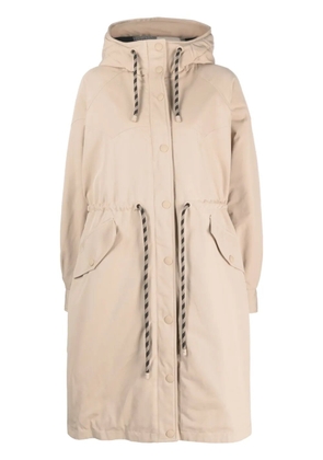 Woolrich long-line drawstring parka coat - Neutrals