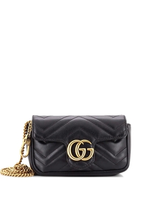 Gucci Pre-Owned GG Marmont Flap Bag Matelasse Leather Super Mini crossbody bag - Black