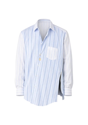 Comme Des Garçons Shirt asymmetric striped cotton shirt - Blue