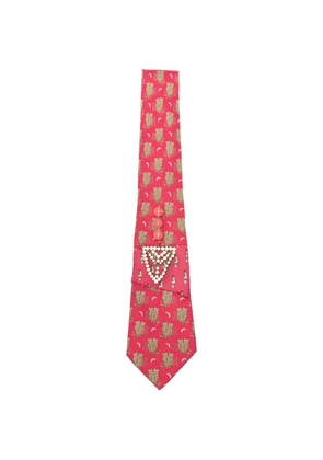 A.N.G.E.L.O. Vintage Upcycling x Stefania Bertoni customised Hermès beaded silk tie - Red