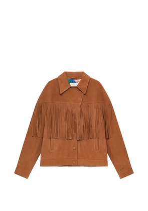 MALIPARMI fringed biker jacket - Brown