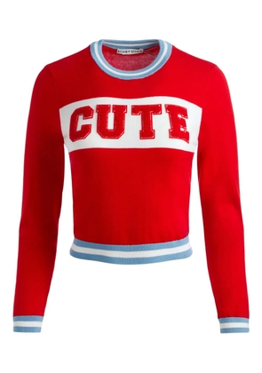 alice + olivia Carolann appliqué-embellished crew-neck sweater - Red