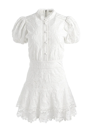 alice + olivia Loryn embroidered cotton mini day dress - White