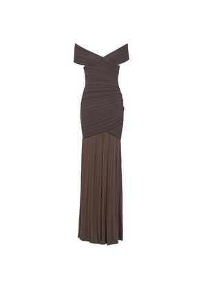 Balmain off-the-shoulder maxi dress - Brown