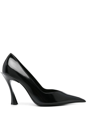 Mugler 90mm classic leather fang pumps - Black