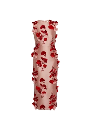 ERDEM Mikado floral sleeveless pencil midi dress - Pink