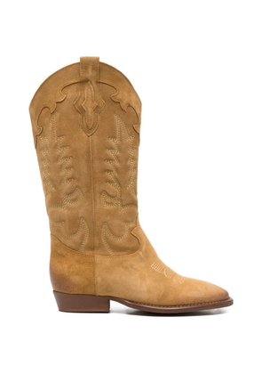 Gisel Moire Guatemala embroidered cowboy boots - Brown