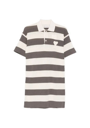 AMI Paris striped heart appliqué dress - Grey