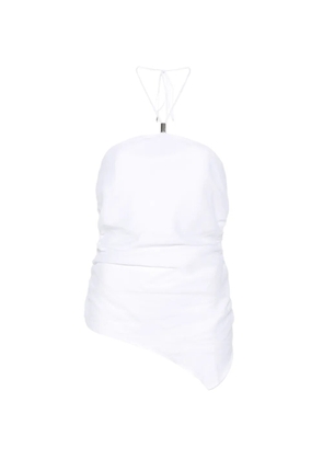 Semicouture halter gathered top - White