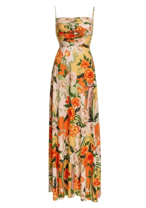 Agua Bendita floral-print open-back maxi dress - Yellow