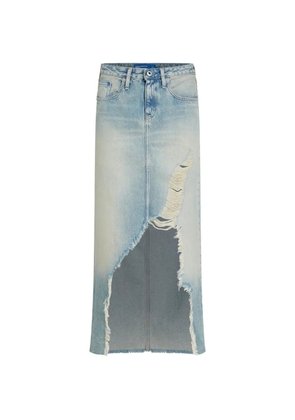 Karl Lagerfeld Jeans frayed denim maxi skirt - Blue