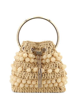 Jimmy Choo beaded circle-handle shoulder bag - Neutrals