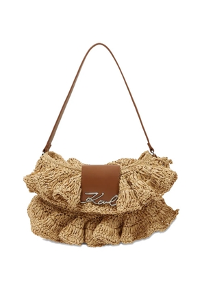 Karl Lagerfeld raffia ruffle shoulder bag - Neutrals