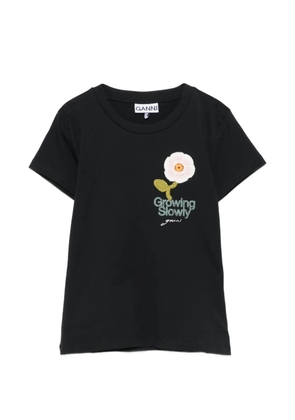 GANNI crochet-patch baby T-shirt - Black
