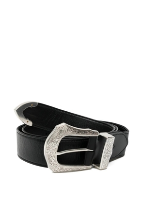 TOGA TOO engraved-buckle leather belt - Black