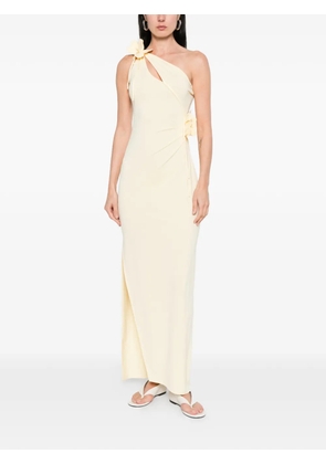 Coperni asymmetric floral-appliqué maxi dress - Yellow