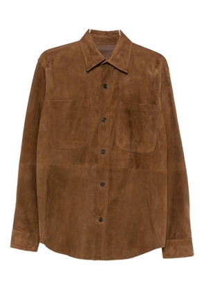 FURSAC button-front suede overshirt - Brown