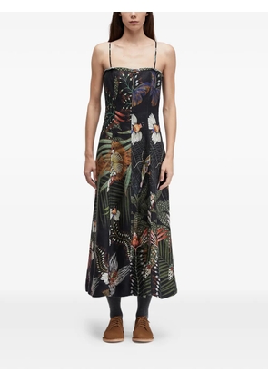 Osklen straps botanical print dress - Black