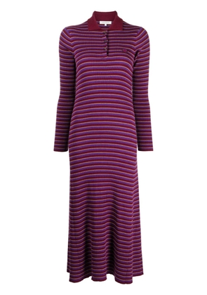 Maison Kitsuné fox-patch striped midi dress - Purple