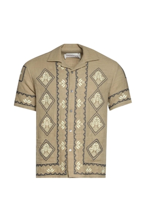 Baziszt Mexican embroidered short-sleeve shirt - Neutrals