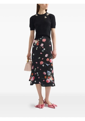 ERDEM embellished short-sleeve knit top - Black