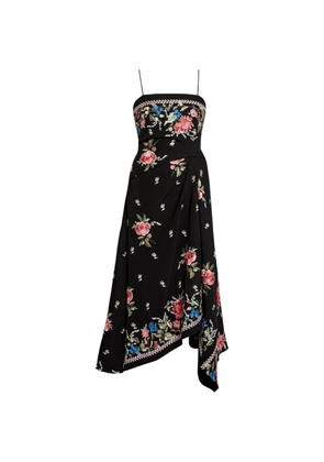 ERDEM floral draped asymmetric dress - Black