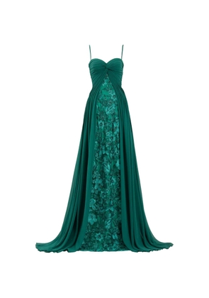 Tadashi Shoji floral-embroidered maxi dress - Green