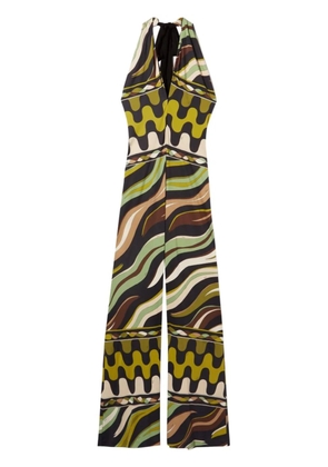 PUCCI Fiamme-print halterneck jumpsuit - Green