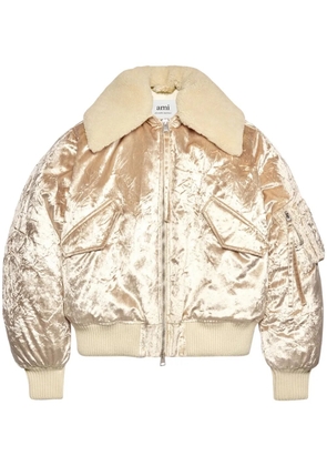 AMI Paris metallic velvet bomber jacket - Neutrals