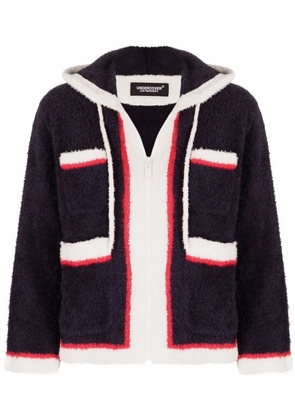 Undercover stripe-trim hooded jacket - Blue