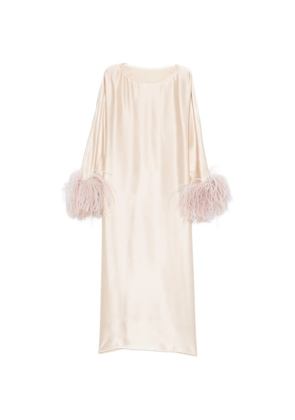 Stephan Janson feather-trim midi dress - Neutrals