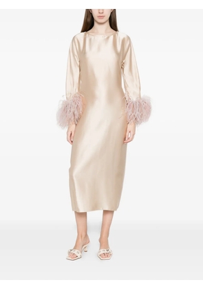 Stephan Janson feather-trim midi dress - Neutrals