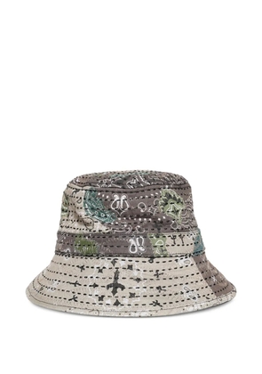 Paris Laundry boro print bucket hat - Grey