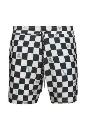 Nahmias Speedway checkerboard swim trunks - White