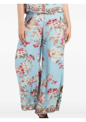 Derhy wide-leg floral-print trousers - Blue