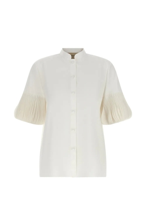 Valentino Garavani embroidered pleated-sleeve shirt - White