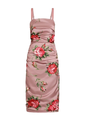 Dolce & Gabbana floral ruched midi dress - Pink