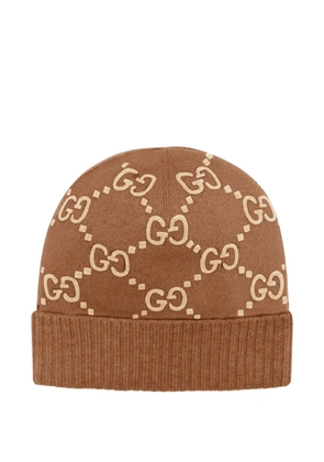 Gucci GG-jacquard cashmere beanie - Brown