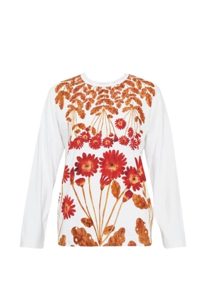 Noir Kei Ninomiya floral crew-neck long-sleeve T-shirt - White