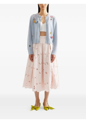 ERDEM floral-embellished crew-neck cardigan - Blue
