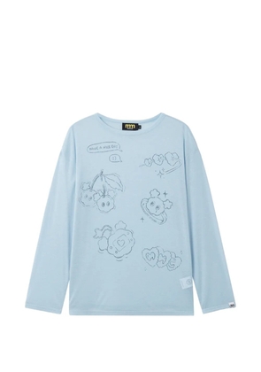 Mini Cream graphic-print long-sleeve T-shirt - Blue