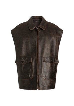 Dolce & Gabbana bull-leather vest - Brown