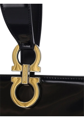 Ferragamo double Gancini leather clutch bag - Black