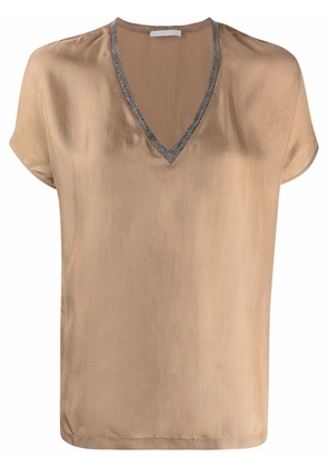 Fabiana Filippi V-neck short-sleeve top - Brown