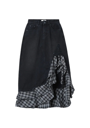 izzue ruffled tartan skirt - Black