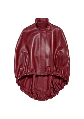 Balenciaga stand collar leather cape - Red