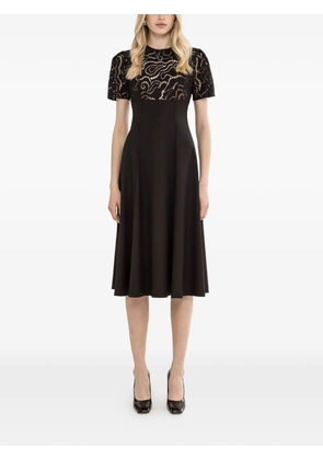 NISSA floral-embroidery midi dress - Black