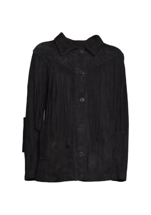 blusotto fringed letaher jacket - Black